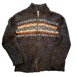 Ruff Hewn Men Nordic Pattern Wool Blend Full-Zip Sweater Large Cozy Grandpa core